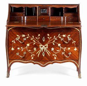 Ribalta lastronata in palissandro ed intarsiata in avorio. Genova XVIII secolo  - Asta Dimore italiane - Associazione Nazionale - Case d'Asta italiane