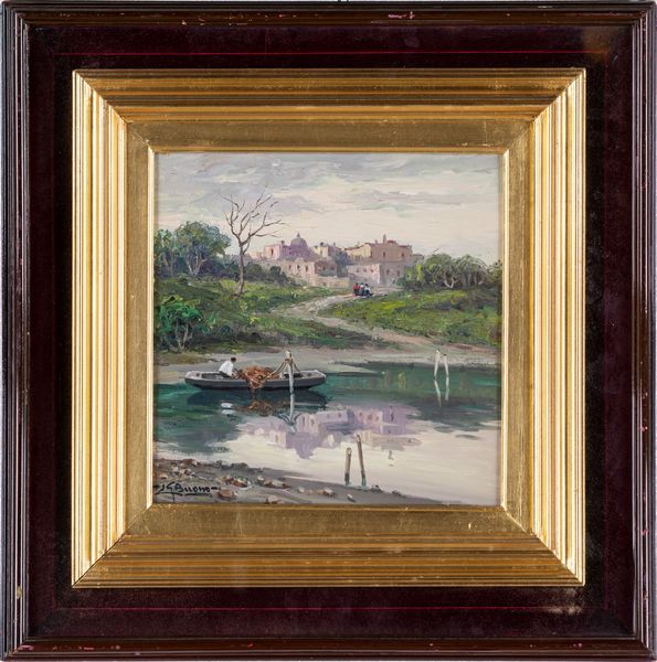 Leon Giuseppe Buono : Paesaggio fluviale con pescatore in barca  - Asta  Asta a Tempo - Antiquariato: Arredi, Icone, Dipinti Antichi e del XIX Secolo , Arte Orientale - Associazione Nazionale - Case d'Asta italiane