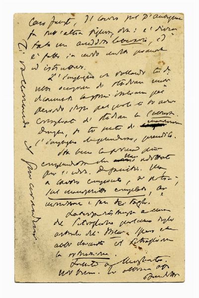 BENEDETTO CROCE : Cartolina postale autografa.  - Asta Autografi e Manoscritti | ASTA A TEMPO - PARTE I  - Associazione Nazionale - Case d'Asta italiane