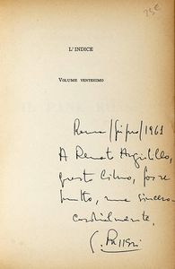 Ardengo Soffici - Firma autografa su libro Giornale di bordo (Firenze, Vallecchi 1951, esemplare n. 719).