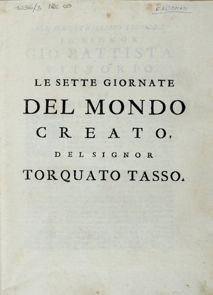 Torquato Tasso : Lotto composto di 5 edizioni della Gerusalemme Liberata e altre opere di Tasso.  - Asta Libri a stampa dal XVI al XX secolo | ASTA A TEMPO - PARTE II  - Associazione Nazionale - Case d'Asta italiane