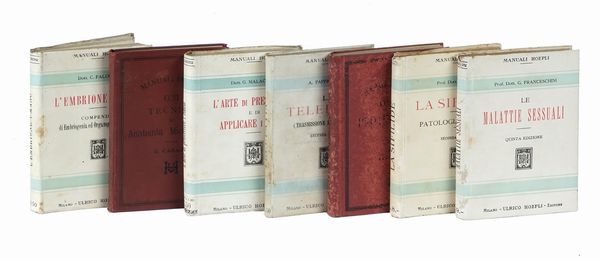 Lotto di 7 manuali Hoepli di medicina, in legatura editoriale originale.  - Asta Libri a stampa dal XVI al XX secolo | ASTA A TEMPO - PARTE II  - Associazione Nazionale - Case d'Asta italiane