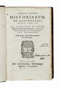 CARLO SIGONIO - Historiarum de occidentali imperio, libri XX.