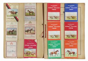 Lotto composto di 2 raccoglitori contenenti 46 rari calendarietti delle corse di cavalli a San Siro e Monza.  - Asta Libri a stampa dal XVI al XX secolo | ASTA A TEMPO - PARTE II  - Associazione Nazionale - Case d'Asta italiane
