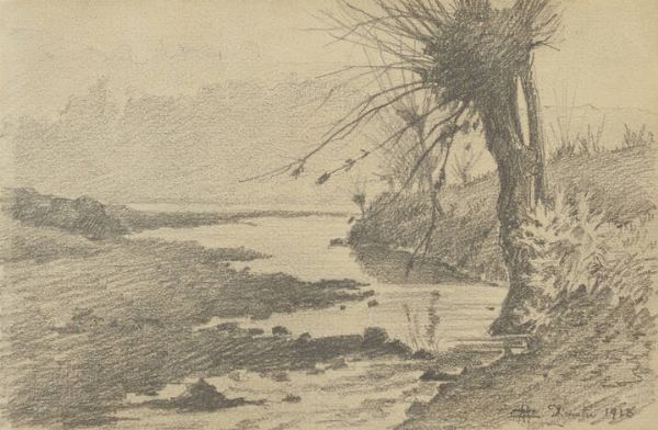 CAMILLO MERLO Torino 1856 - 1931 : Rive del Sangone Dicembre 1918  - Asta Asta di Dipinti - Associazione Nazionale - Case d'Asta italiane