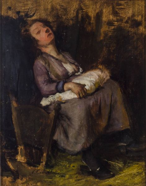 VITTORIO CAVALLERI Torino 1860 - 1938 : Maternit 1901 ca  - Asta Asta di Dipinti - Associazione Nazionale - Case d'Asta italiane