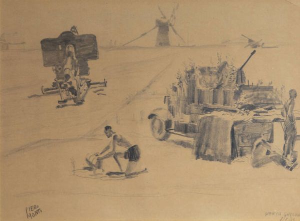 PIERO MONTI Torino 1910 - 1994 : Lavori di guerra 8/8/1942  - Asta Asta di Dipinti - Associazione Nazionale - Case d'Asta italiane