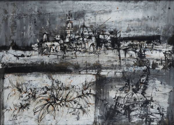 PIERO GARINO Lein (TO) 1922 - 2009 Torino : Composizone 1962  - Asta Asta di Dipinti - Associazione Nazionale - Case d'Asta italiane