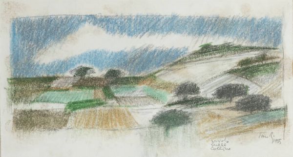 FERNANDO EANDI Torino 1926 - 2018 : Nuvole sulle colline 1985  - Asta Asta di Dipinti - Associazione Nazionale - Case d'Asta italiane