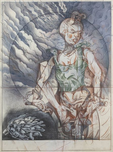 FLORIANO BODINI Geminio (VA) 1923 - 2005 : Figura femminile 1989  - Asta Asta di Dipinti - Associazione Nazionale - Case d'Asta italiane