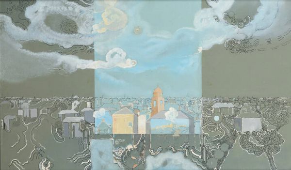 SERGIO PALLADINI Genova 1936 : La citt ideale 1994  - Asta Asta di Dipinti - Associazione Nazionale - Case d'Asta italiane