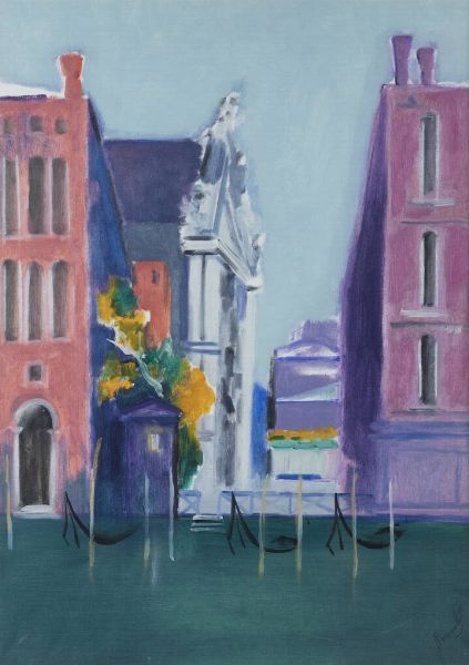 RENATO BORSATO Venezia 1927-2013 : Traghetto Venezia  - Asta Asta di Dipinti - Associazione Nazionale - Case d'Asta italiane
