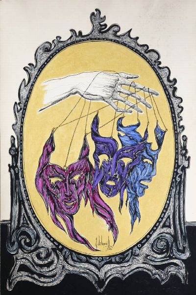 GUIDO DE BONIS Torino 1931 - 2009 : Maschere 1980  - Asta Asta di Dipinti - Associazione Nazionale - Case d'Asta italiane