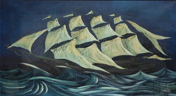 GUIDO DE BONIS Torino 1931 - 2009 : Santiano il vascello fantasma 1976  - Asta Asta di Dipinti - Associazione Nazionale - Case d'Asta italiane