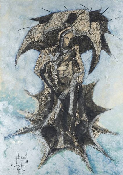 GUIDO DE BONIS Torino 1931 - 2009 : Metamorfosi marina 1968  - Asta Asta di Dipinti - Associazione Nazionale - Case d'Asta italiane