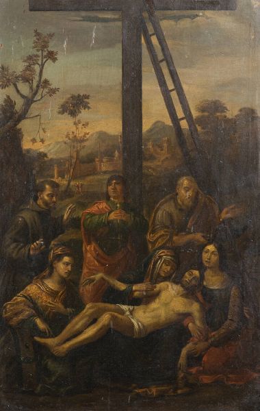 PITTORE ANONIMO Fine XVIII secolo : Deposizione fine XVIII secolo  - Asta Asta di Dipinti - Associazione Nazionale - Case d'Asta italiane