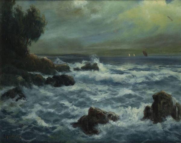 PITTORE NON IDENTIFICATO : Mareggiata  - Asta Asta di Dipinti - Associazione Nazionale - Case d'Asta italiane