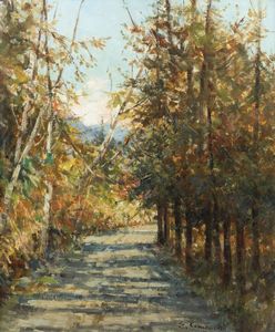 ERNESTO COMINETTI Torino 1900 - 1990 - Varazze entroterra autunno 1969