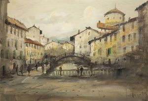 LUCIO CARGNEL Treviso 1903 -1998 Milano - I navigli a Milano