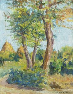 PIER ANTONIO GARIAZZO Torino 1879 - 1964 - Paesaggio campestre