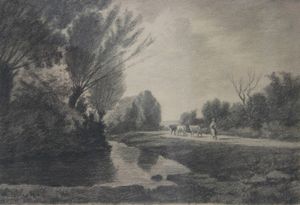 CAMILLO MERLO Torino 1856 - 1931 - Pascolo aprile 1910