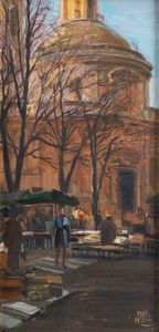 PIERO MONTI Torino 1910 - 1994 - Veduta della chiesa di Santa Croce in Piazza Carlina