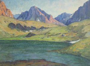 UMBERTO OLAGNERO Torino 1911 - 1993 - Laghetto alpino