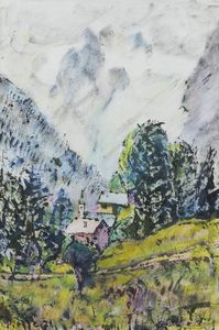 MARIA ANTONIETTA PRELLE Torino 1901 - 1984 - Per i sentieri del Villair (Courmayeur) 1974