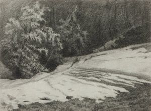 CAMILLO MERLO Torino 1856 - 1931 - Neve in collina novembre 1917