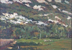 MARSILIO CAPRINO Ronsecco (VC) 1923 - 1986 Torino - Pascolo in montagna