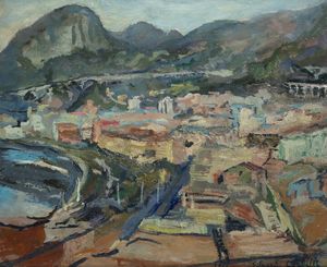 EDGARDO CORBELLI Torino 1918 - 1989 - Veduta di Salerno 1961