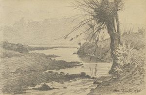 CAMILLO MERLO Torino 1856 - 1931 - Rive del Sangone Dicembre 1918