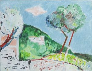 ENRICO PAULUCCI Genova 1901 - 1999 Torino - Colline al Tigullio 1985