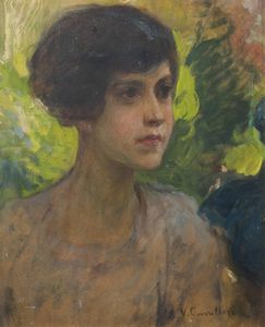 VITTORIO CAVALLERI Torino 1860 - 1938 - Ritratto di fanciulla
