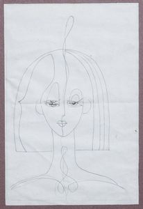 PONTE CORVO (Raffaele Pontecorvo) Roma 1910 - 1983 Torino - Volto femminile  ante 1979