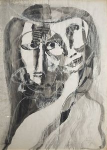 DEDALO MONTALI Cagliari 1909 - 2001 Rodello (TO) - Due volti 1965