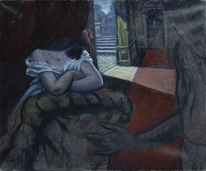 ENRICO ALIMANDI Torino 1910 - 1984 - Fanciulla in un interno