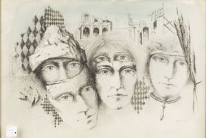 GIOVANNI MACCIOTTA Torino 1927 - 1993 Coassolo (TO) - Maschere 1971