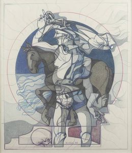 FLORIANO BODINI Geminio (VA) 1923 - 2005 - Donna e cavallo