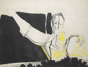 PONTE CORVO (Raffaele Pontecorvo) Roma 1910 - 1983 Torino - Figura maschile 1958