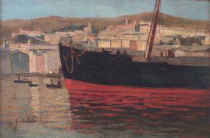 GIOVANNI COLMO Torino 1867 - 1947 - Nave in porto 12.10. (...)