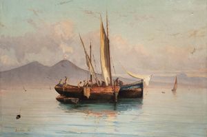 LA VOLPE ALESSANDRO (attribuito a) Lucera (FO) 1820 - 1887 Roma - Pesca all'alba 1870
