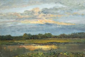 EMILIA FERRETTINI ROSSOTTI Torino 1866 - 1950 - Tramonto 3/8/1910