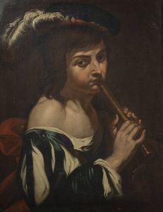 PITTORE ANONIMO DEL XVIII SECOLO - Suonatore di flauto