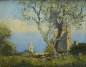 MARIO GACHET Torino 1879 - 1981 - Paesaggio collinare