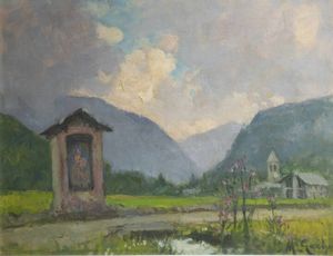 MARIO GACHET Torino 1879 - 1981 - Cappelletta in montagna