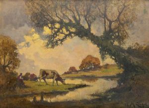 MARIO GACHET Torino 1879 - 1981 - Ultimo pascolo autunno 1962