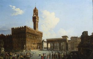 PITTORE ANONIMO DEL XIX SECOLO - Piazza della Signoria - Firenze
