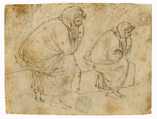 Due studi per figura seduta.  - Asta Arte antica, Orientalia e Cartografia | ASTA A TEMPO - PARTE I - Associazione Nazionale - Case d'Asta italiane