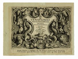 JAN VAN DER STRAET (DETTO STRADANO) - Cinque tavole da Venationes Ferarum, Avium, Piscium. Pugnae Bestiariorum: & mutuae Bestiarum,...